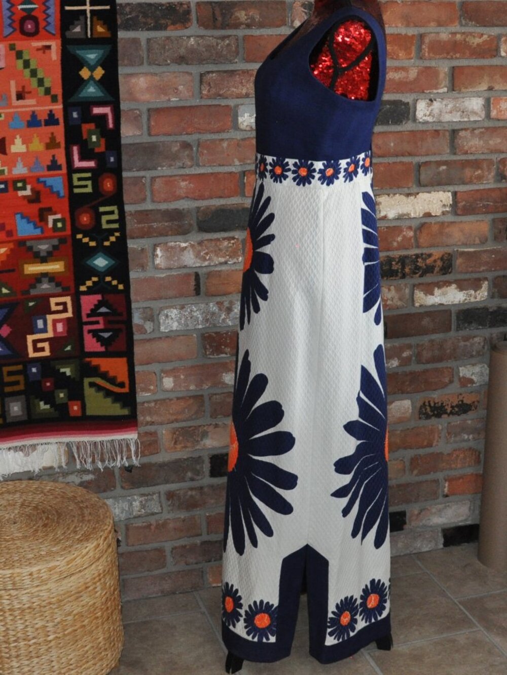 Vintage 70s Feminette Models London Empire Waist Sleeveless Floral MAXI  Dress M - Picture 7 of 8
